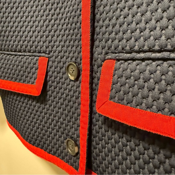 J.Crew Navy Matelassé Three-Quarter Sleeve Lady Jacket - Size 8 - Picture 5 of 9